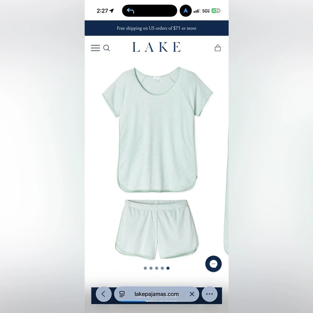 LAKE Mint Short Sleeve Pajama Set - Picture 1 of 3